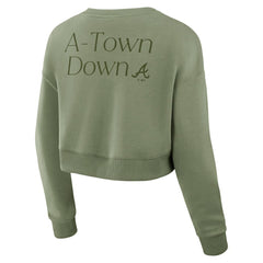 Atlanta Braves Fanatics Women's Studio Cropped Pullover Sweatshirt | MLB For sale