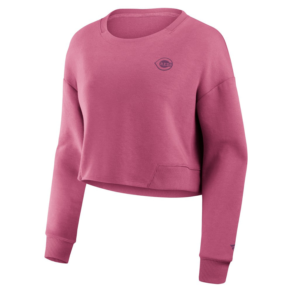 Cincinnati Reds Fanatics Women's Studio Cropped Pullover Sweatshirt | MLB New