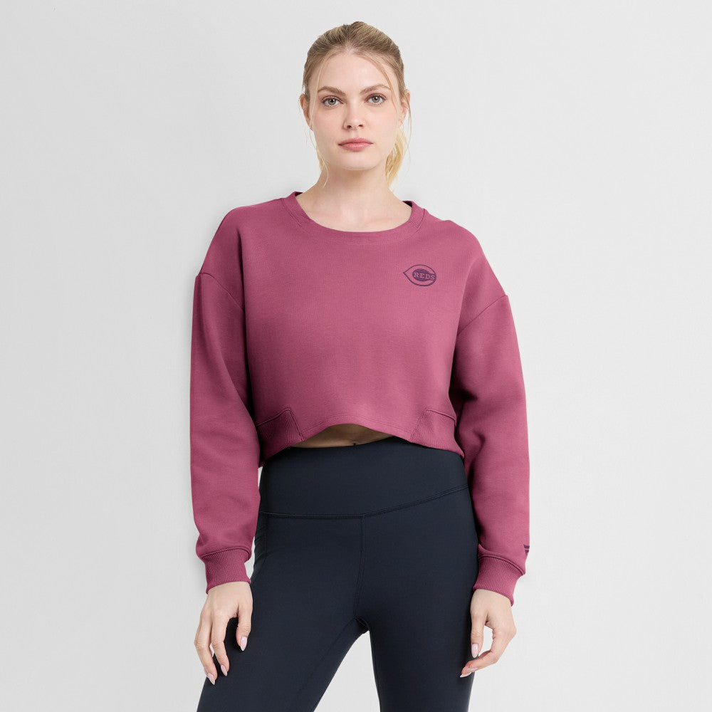 Cincinnati Reds Fanatics Women's Studio Cropped Pullover Sweatshirt | MLB New