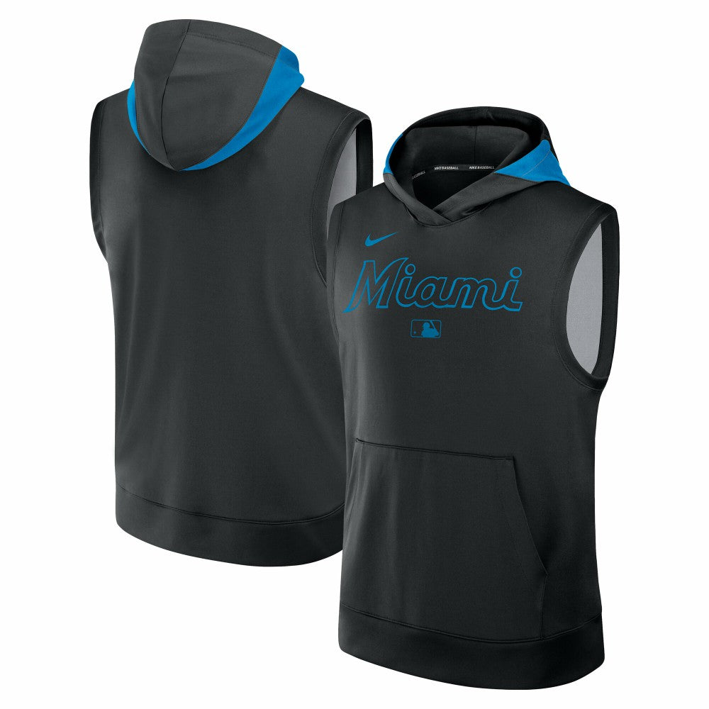 Miami Marlins Nike Authentic Collection Dri-FIT Sleeveless Hoodie | MLB For sale