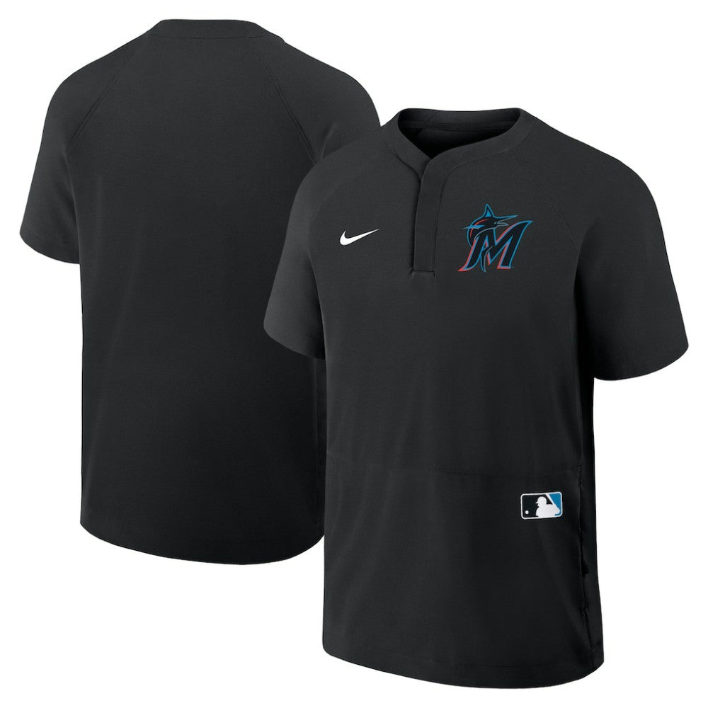 Miami Marlins Nike Authentic Collection Raglan Short Sleeve Windshirt | MLB Discount