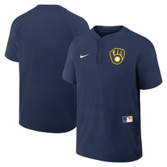 Milwaukee Brewers Nike Authentic Collection Raglan Short Sleeve Windshirt | MLB On Sale