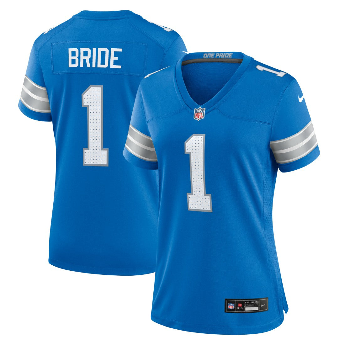 Detroit Lions Nike Number 1 Bride  Women's Game Jersey
