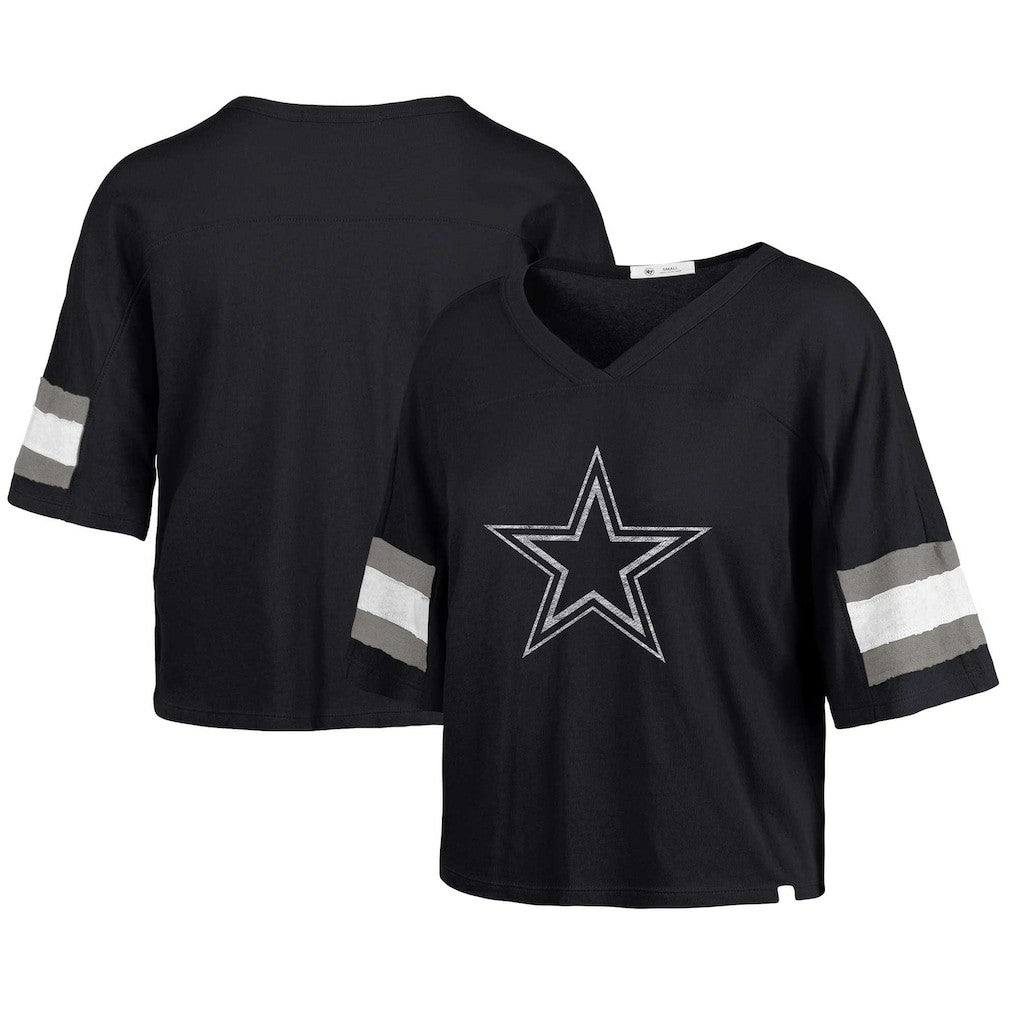 Dallas Cowboys 47 brand '47 Women's Double Header Scout Cropped V-Neck T-Shirt