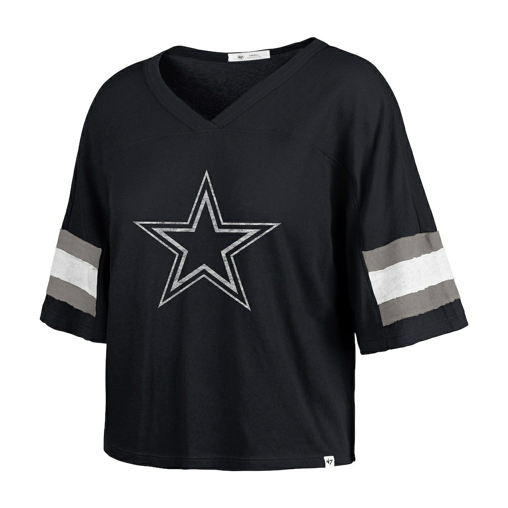 Dallas Cowboys 47 brand '47 Women's Double Header Scout Cropped V-Neck T-Shirt