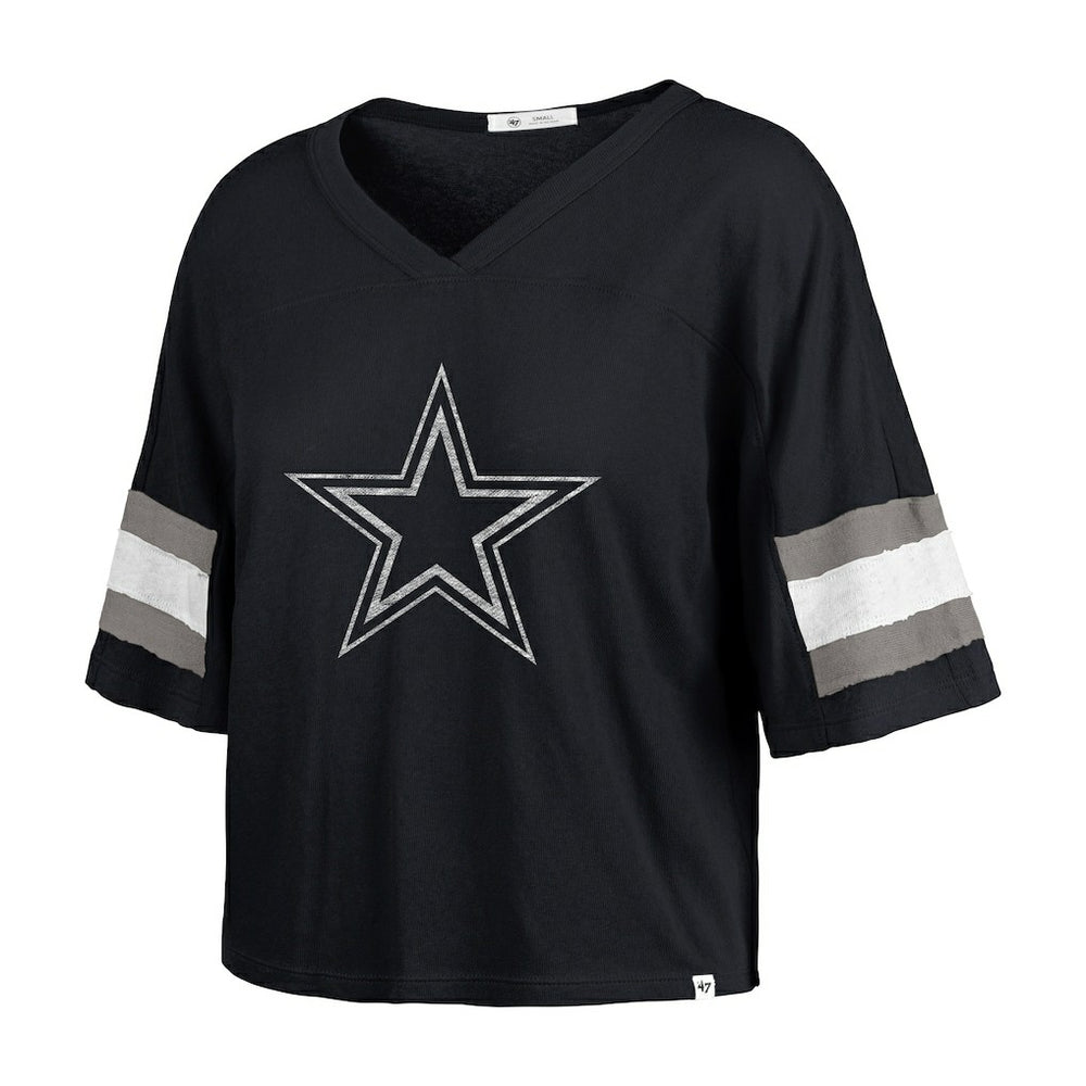 Dallas Cowboys 47 brand '47 Women's Double Header Scout Cropped V-Neck T-Shirt