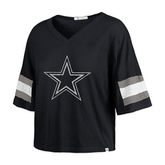 Dallas Cowboys 47 brand '47 Women's Double Header Scout Cropped V-Neck T-Shirt