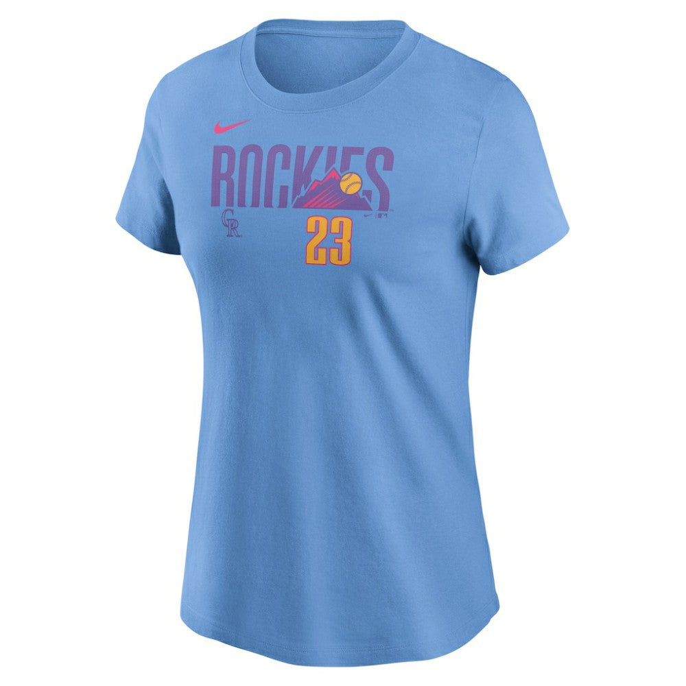 Kris Bryant Colorado Rockies Nike Women's 2025 City Connect Fuse Name & Number T-Shirt | MLB New