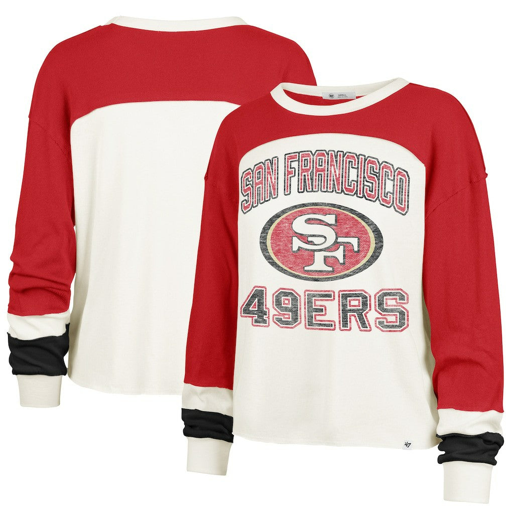 San Francisco 49ers 47 brand '47 Women's Plus Size Double Header Curve Toni Long Sleeve T-Shirt