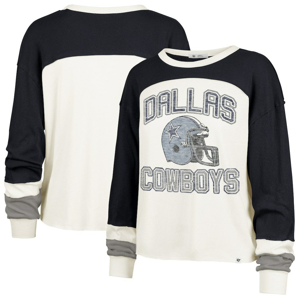 Dallas Cowboys 47 brand '47 Women's Plus Size Double Header Curve Toni Long Sleeve T-Shirt