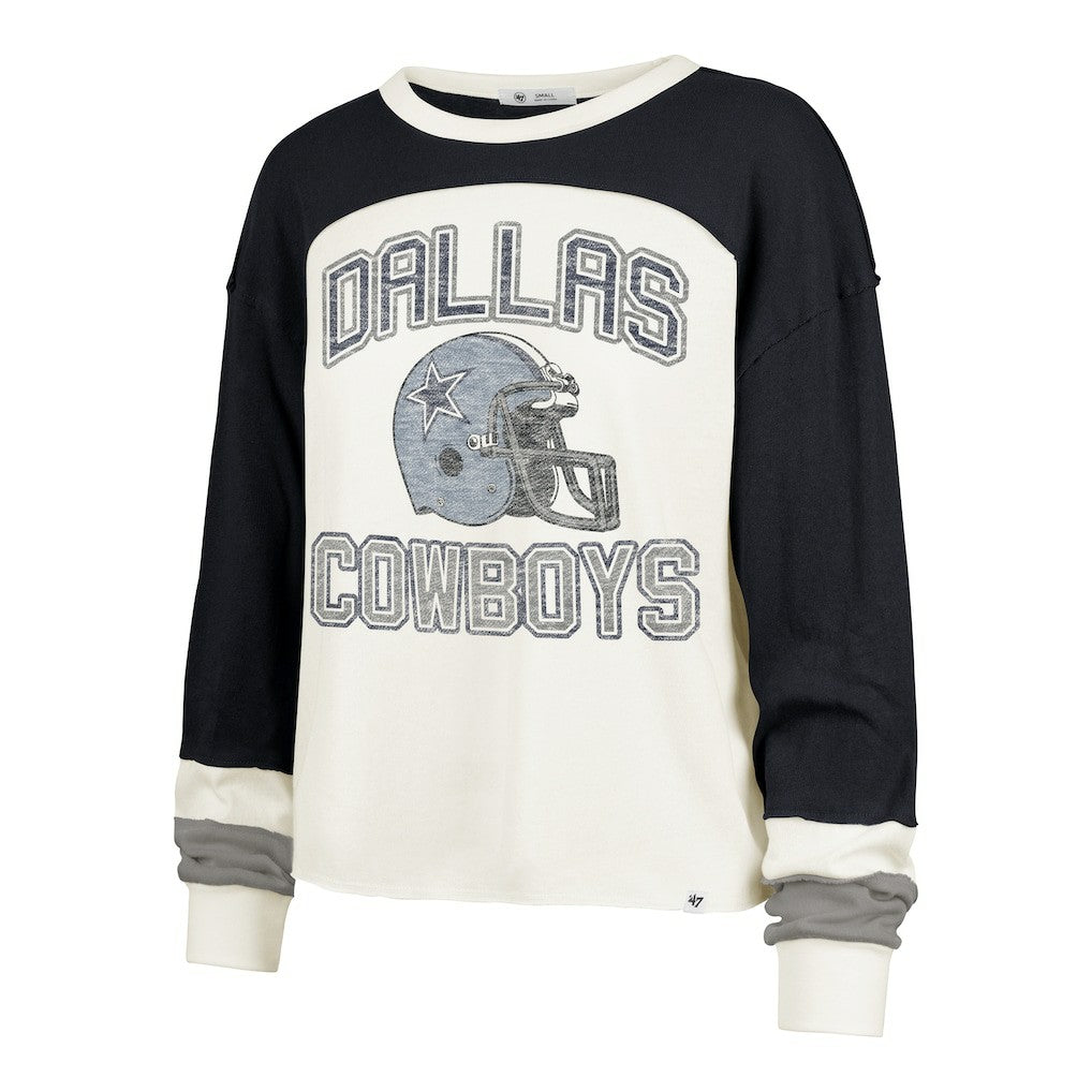 Dallas Cowboys 47 brand '47 Women's Plus Size Double Header Curve Toni Long Sleeve T-Shirt