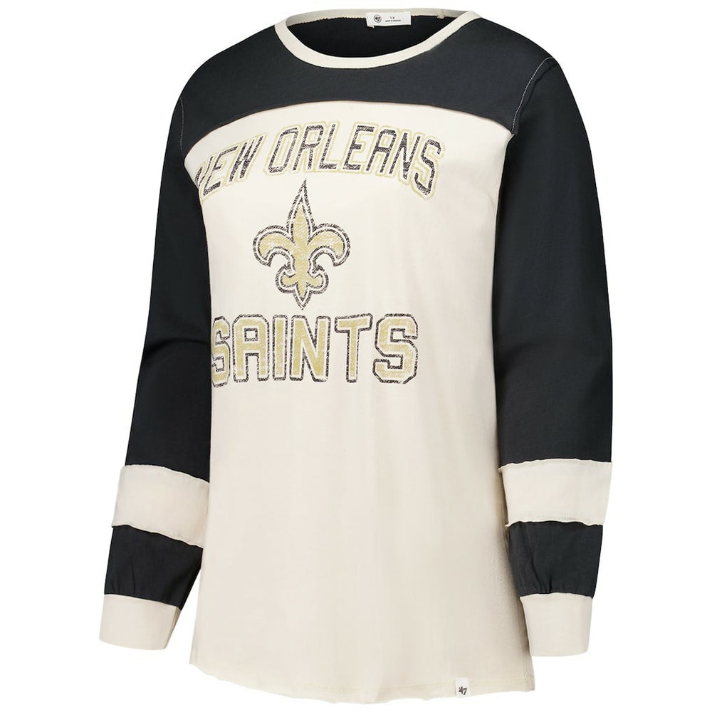 New Orleans Saints 47 brand '47 Women's Plus Size Double Header Curve Toni Long Sleeve T-Shirt