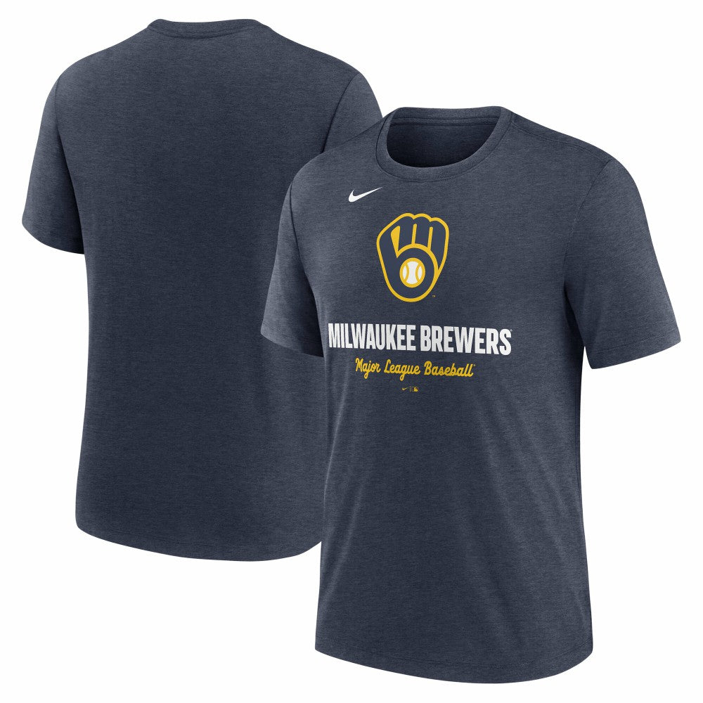 Milwaukee Brewers Nike Logo Tri-Blend T-Shirt | MLB Discount