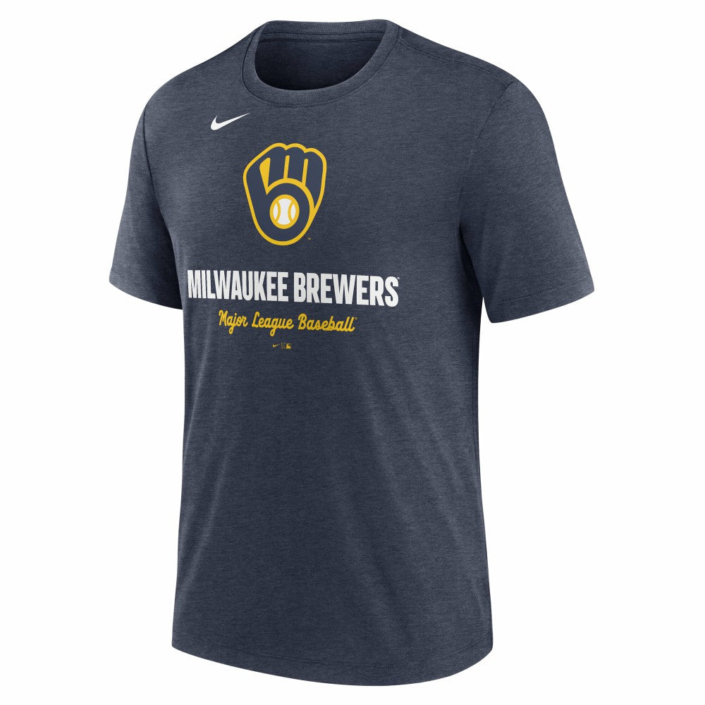 Milwaukee Brewers Nike Logo Tri-Blend T-Shirt | MLB Discount