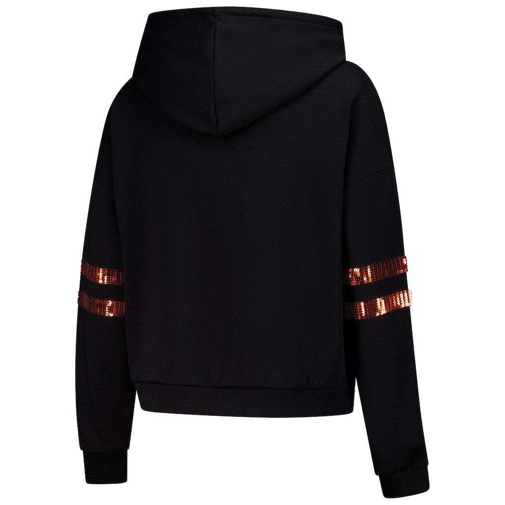 Cincinnati Bengals  Cuce Women's Cropped Sequins Pullover Hoodie