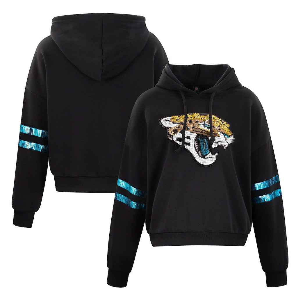 Jacksonville Jaguars  Cuce Women's Cropped Sequins Pullover Hoodie