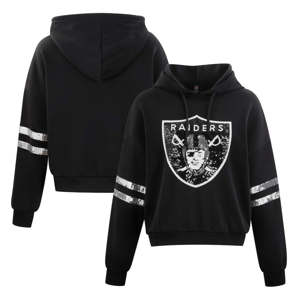 Las Vegas Raiders  Cuce Women's Cropped Sequins Pullover Hoodie