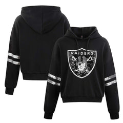 Las Vegas Raiders  Cuce Women's Cropped Sequins Pullover Hoodie