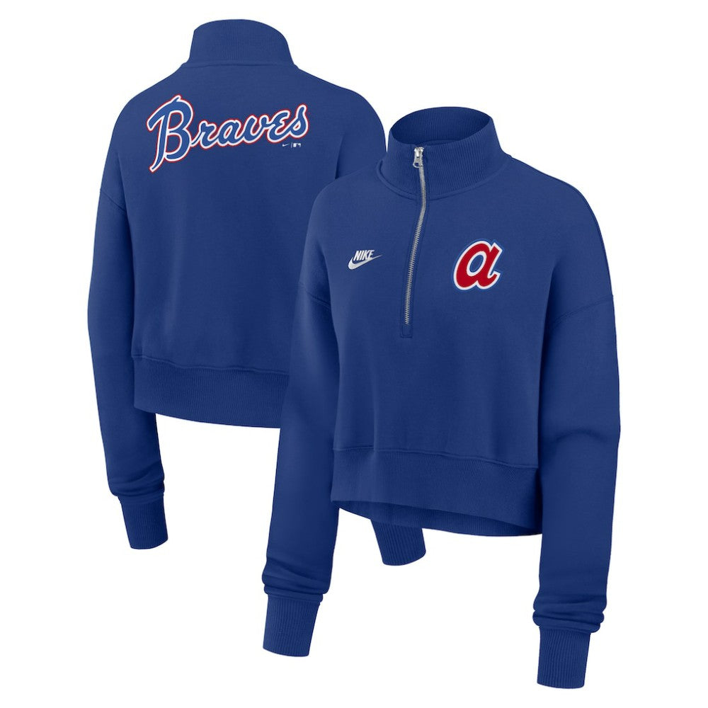 Atlanta Braves Nike Women's Cooperstown Collection Phoenix Fleece Half-Zip Sweatshirt | MLB Discount