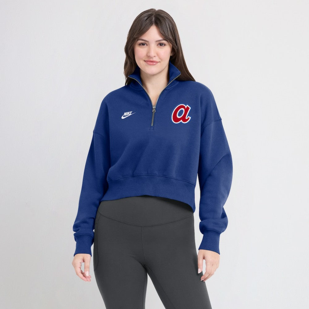 Atlanta Braves Nike Women's Cooperstown Collection Phoenix Fleece Half-Zip Sweatshirt | MLB Discount