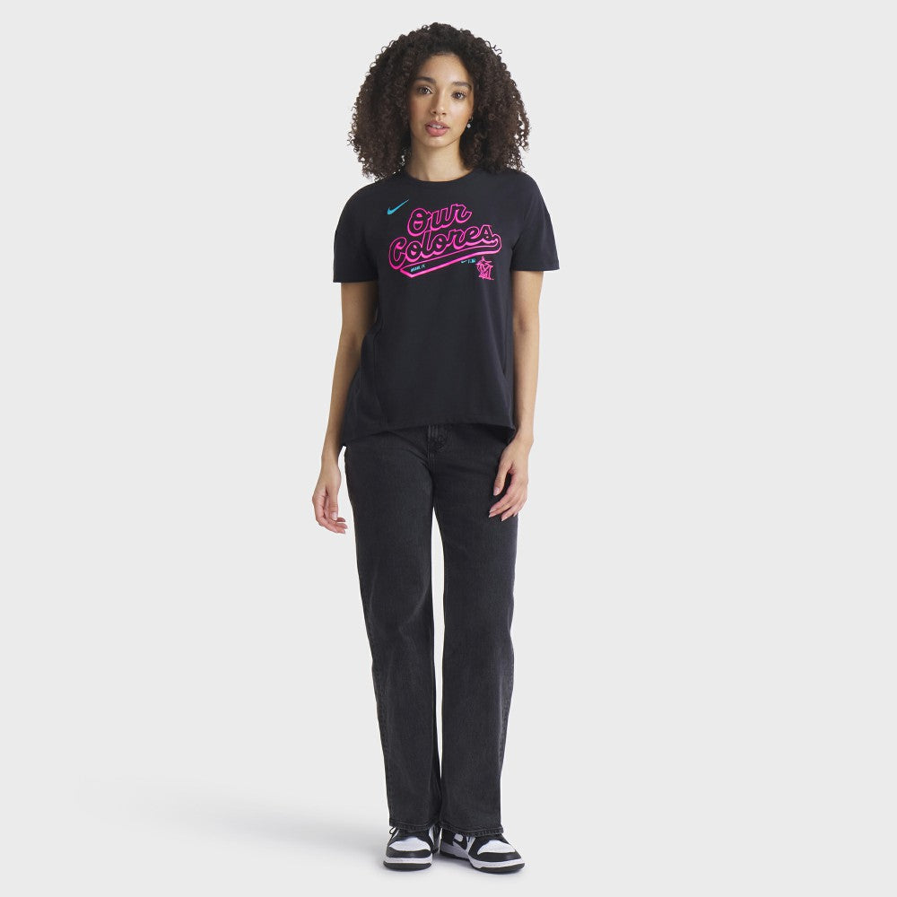 Miami Marlins Nike Women's 2025 City Connect Flowy Fashion Tri-Blend Dri-FIT T-Shirt | MLB Sale