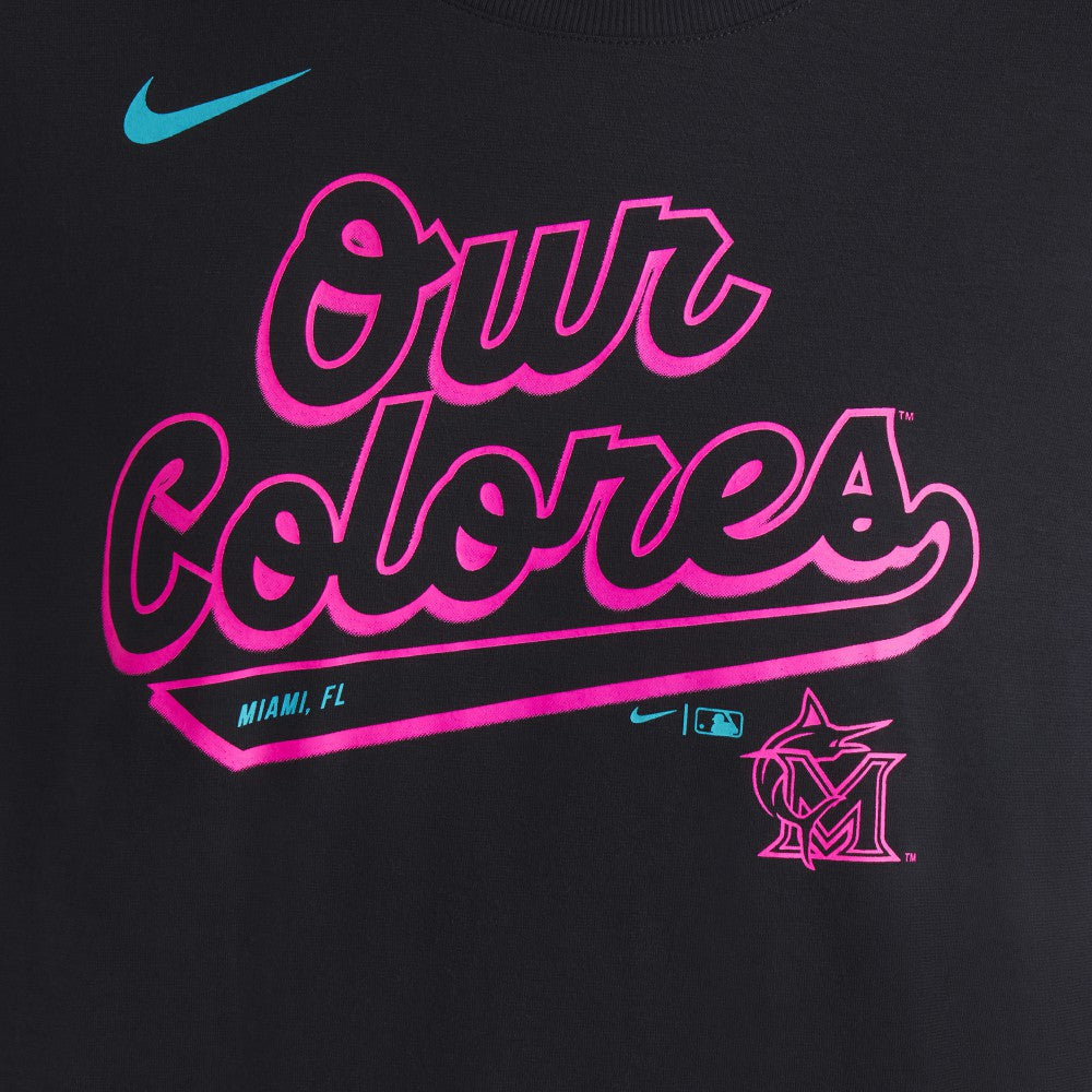 Miami Marlins Nike Women's 2025 City Connect Flowy Fashion Tri-Blend Dri-FIT T-Shirt | MLB Sale