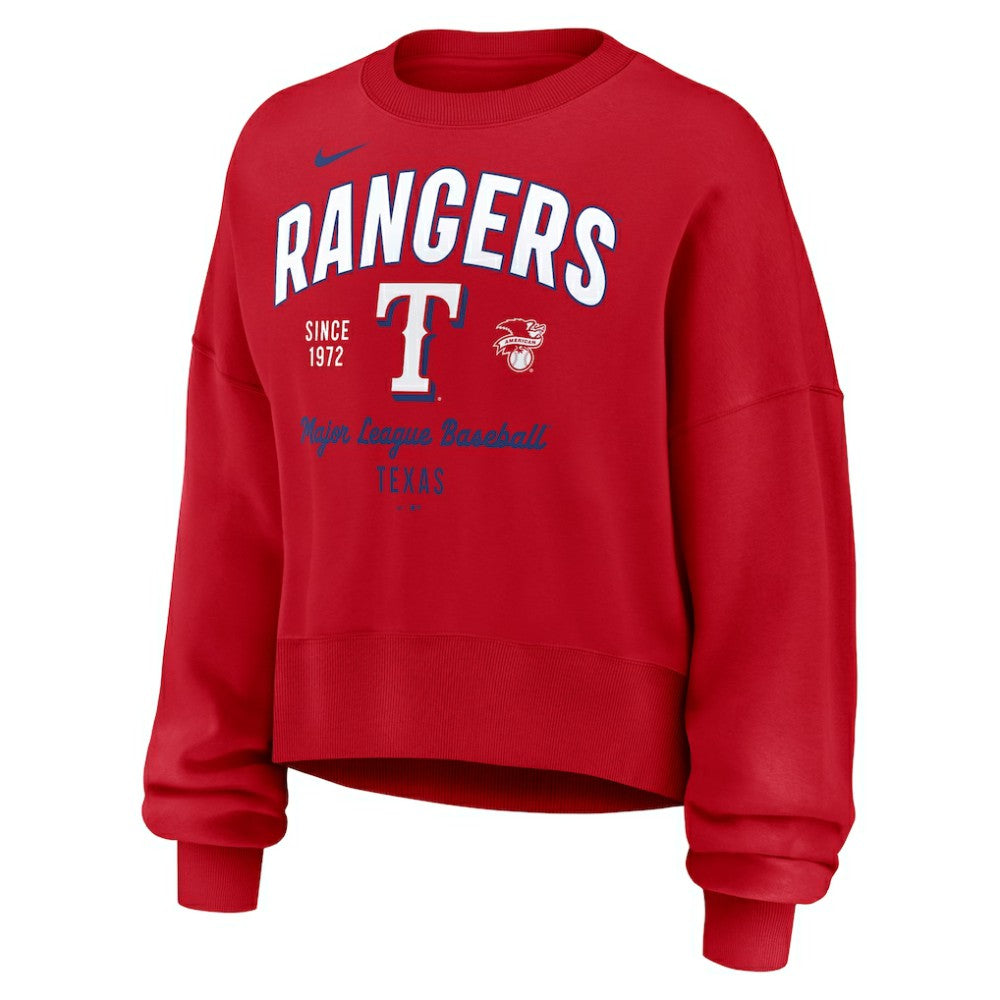 Texas Rangers Nike Women's Oversized High Hip Pullover Sweatshirt | MLB For sale
