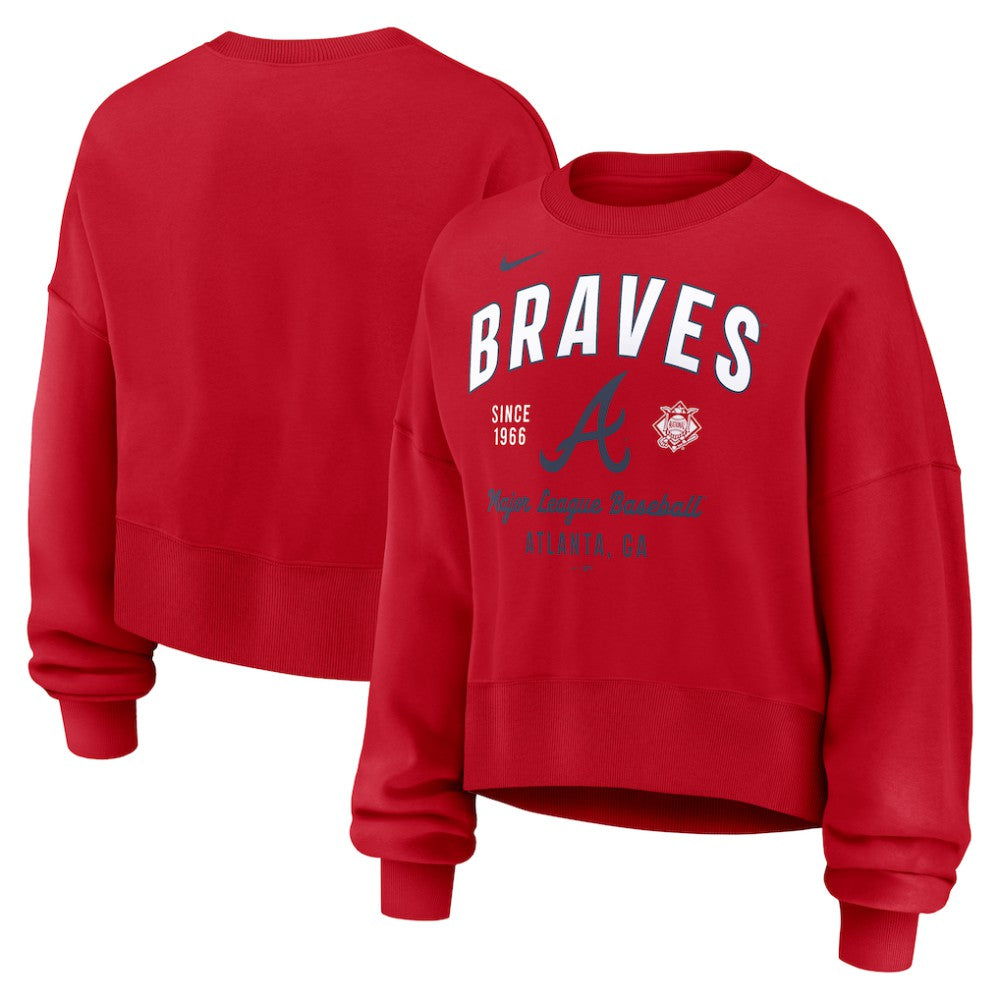 Atlanta Braves Nike Women's Oversized High Hip Pullover Sweatshirt | MLB Sale