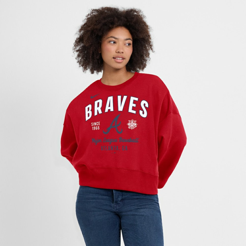 Atlanta Braves Nike Women's Oversized High Hip Pullover Sweatshirt | MLB Sale
