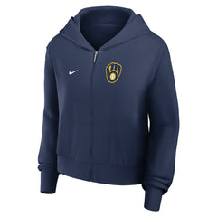 Milwaukee Brewers Nike Women's Cropped Chill Full-Zip Hoodie | MLB Sale