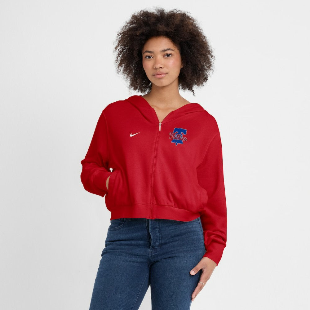 Philadelphia Phillies Nike Women's Cropped Chill Full-Zip Hoodie | MLB For sale