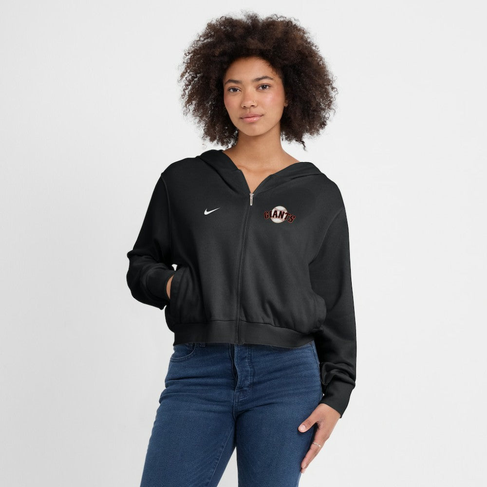 San Francisco Giants Nike Women's Cropped Chill Full-Zip Hoodie | MLB Outlet