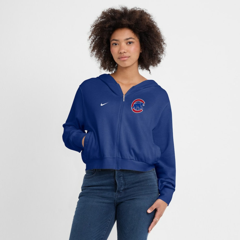 Chicago Cubs Nike Women's Cropped Chill Full-Zip Hoodie | MLB On Sale