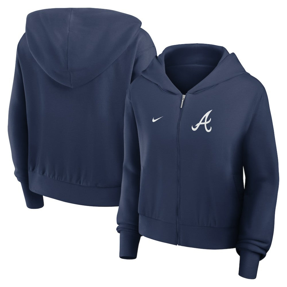 Atlanta Braves Nike Women's Cropped Chill Full-Zip Hoodie | MLB Outlet