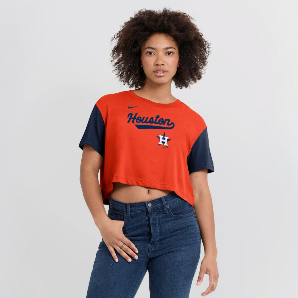 Houston Astros Nike Women's Script Dri-FIT Cropped T-Shirt | MLB US