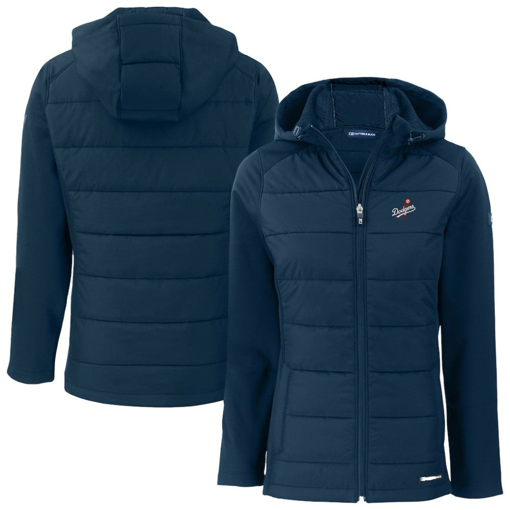Los Angeles Dodgers Cutter & Buck Women's  Evoke Hybrid Eco Softshell Recycled Full-Zip Hoodie Jacket | MLB New