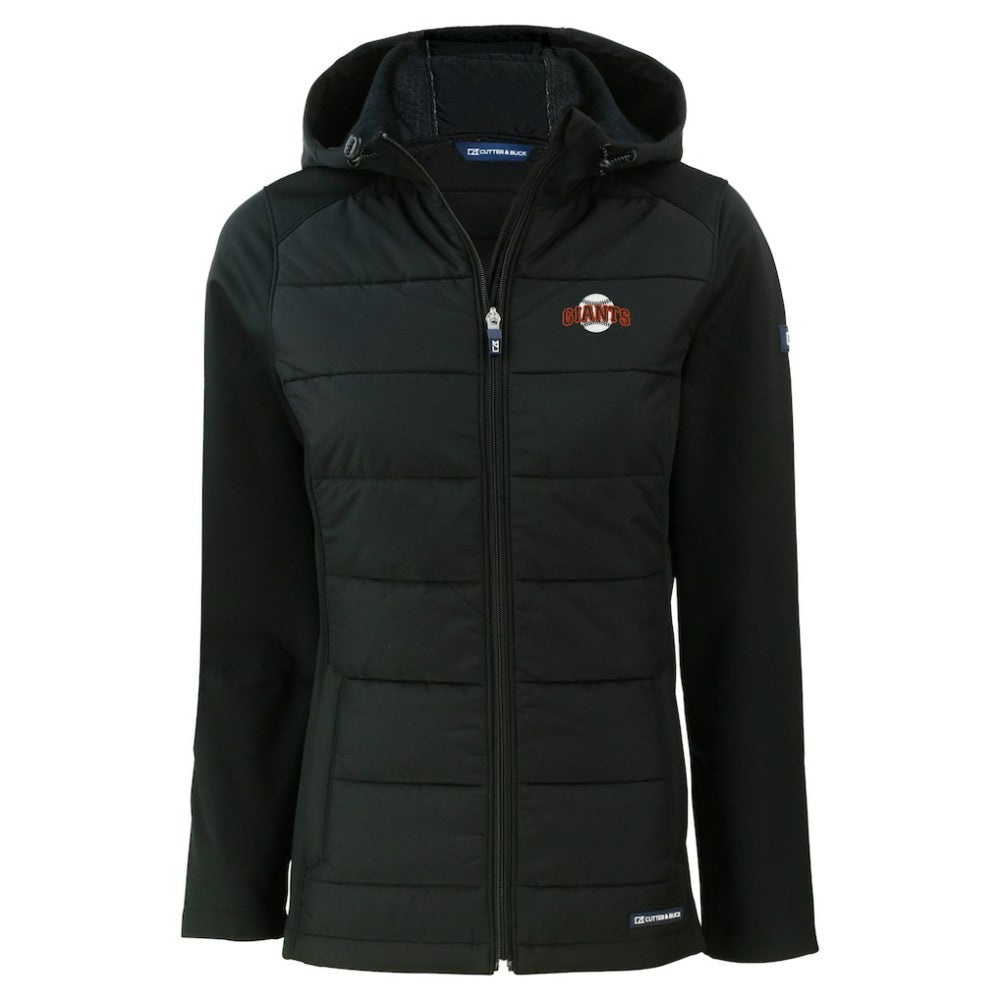 San Francisco Giants Cutter & Buck Women's  Evoke Hybrid Eco Softshell Recycled Full-Zip Hoodie Jacket | MLB Discount