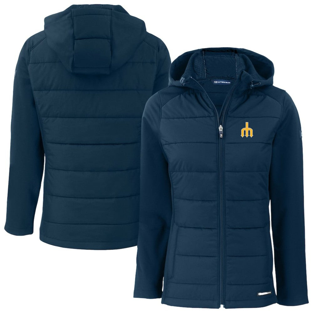 Seattle Mariners Cutter & Buck Women's  Evoke Hybrid Eco Softshell Recycled Full-Zip Hoodie Jacket | MLB Online