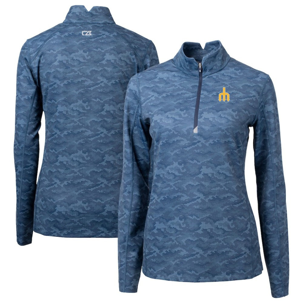 Seattle Mariners Cutter & Buck Women's  Traverse Camo Print Stretch Quarter-Zip Top | MLB For sale