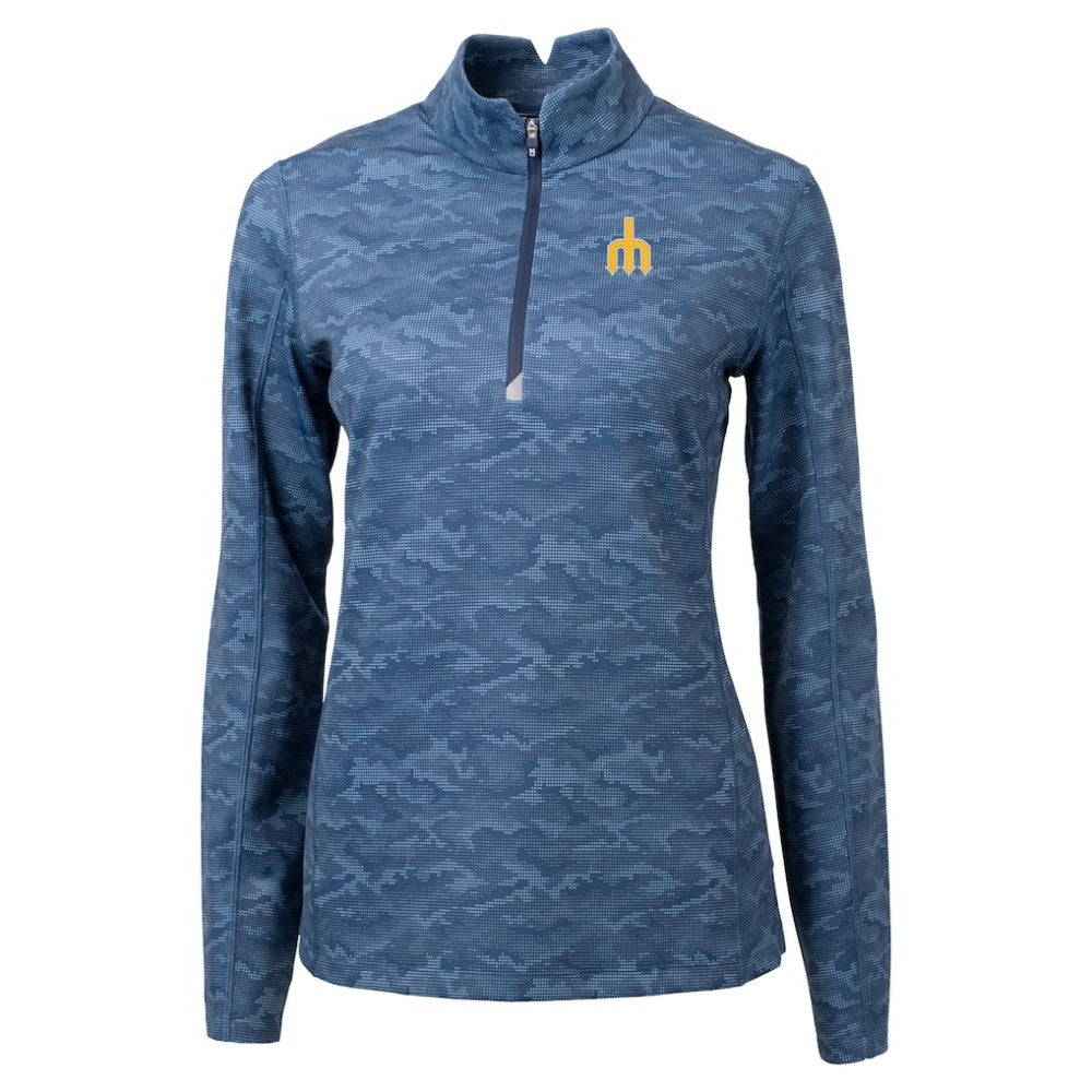 Seattle Mariners Cutter & Buck Women's  Traverse Camo Print Stretch Quarter-Zip Top | MLB For sale