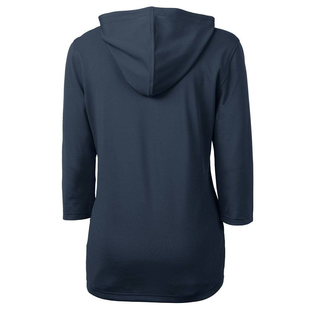 Cleveland Guardians Cutter & Buck Women's  DryTec Virtue Eco Pique Recycled 3/4-Sleeve Half-Zip Pullover Hoodie | MLB On Sale