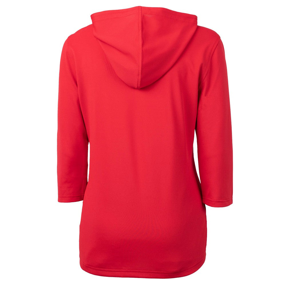 Cleveland Guardians Cutter & Buck Women's  DryTec Virtue Eco Pique Recycled 3/4-Sleeve Half-Zip Pullover Hoodie | MLB Outlet