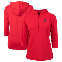 St. Louis Cardinals Cutter & Buck Women's Cooperstown Collection DryTec Virtue Eco Pique Recycled 3/4-Sleeve Half-Zip Pullover Hoodie | MLB On Sale