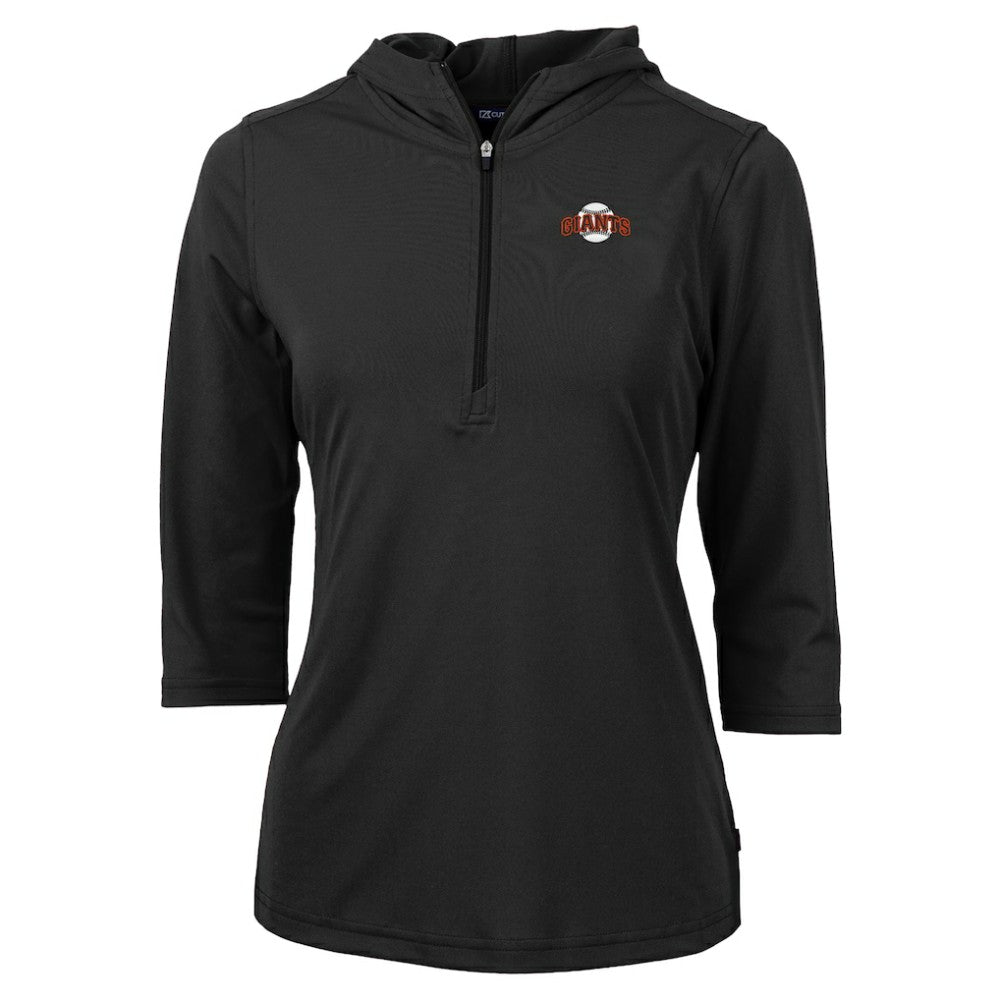 San Francisco Giants Cutter & Buck Women's  DryTec Virtue Eco Pique Recycled 3/4-Sleeve Half-Zip Pullover Hoodie | MLB Shop