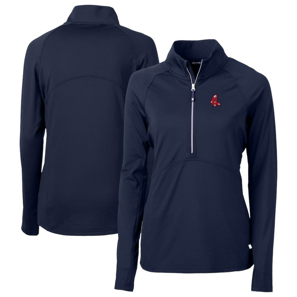 Boston Red Sox Cutter & Buck Women's  DryTec Adapt Eco Knit Stretch Recycled Raglan Half-Zip Top | MLB New