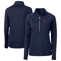 Boston Red Sox Cutter & Buck Women's  DryTec Adapt Eco Knit Stretch Recycled Raglan Half-Zip Top | MLB New