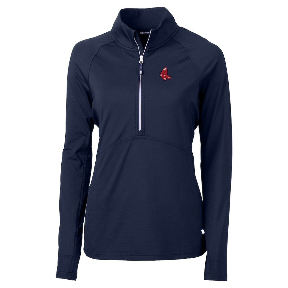 Boston Red Sox Cutter & Buck Women's  DryTec Adapt Eco Knit Stretch Recycled Raglan Half-Zip Top | MLB New