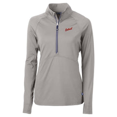 Detroit Tigers Cutter & Buck Women's  DryTec Adapt Eco Knit Stretch Recycled Raglan Half-Zip Top | MLB New