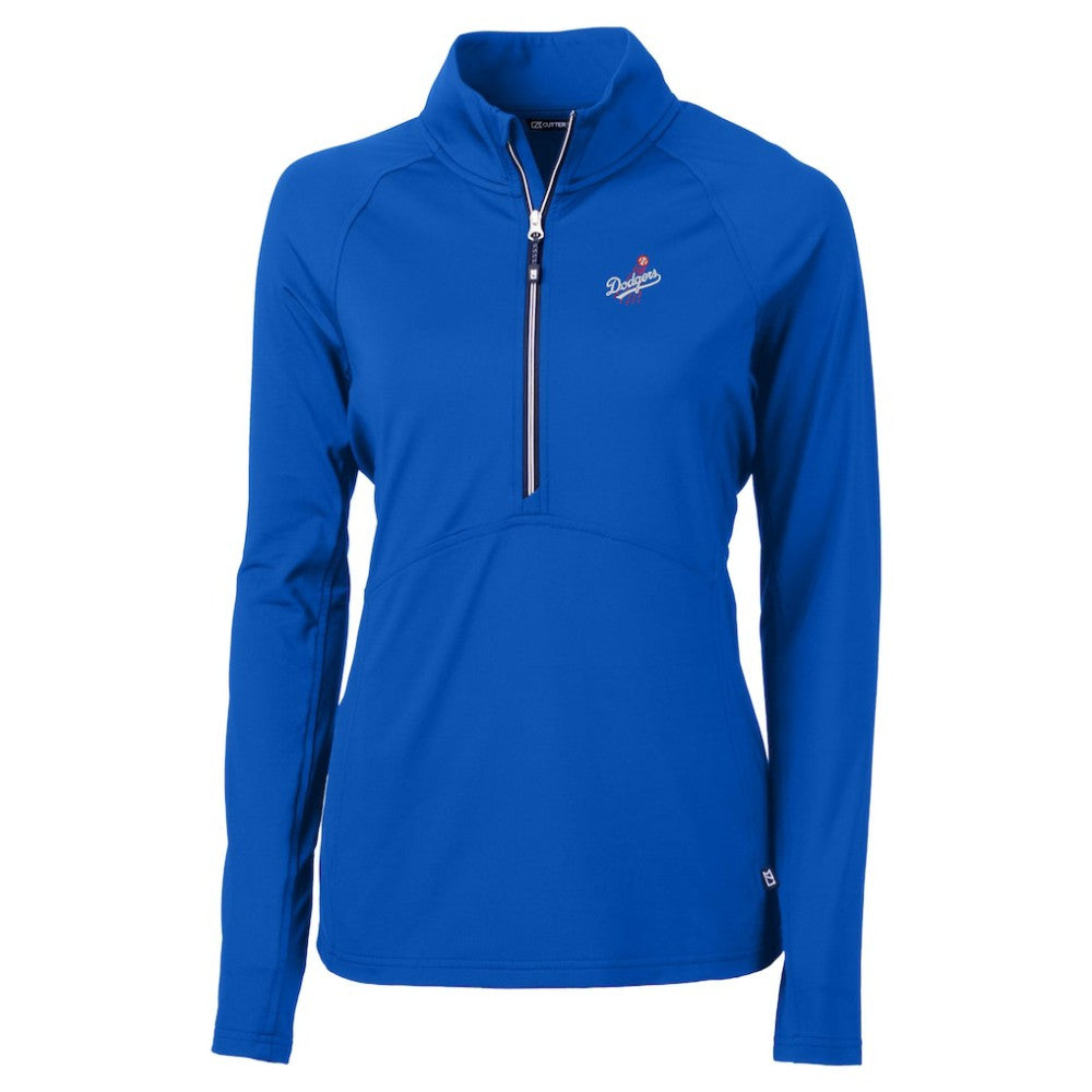 Los Angeles Dodgers Cutter & Buck Women's  DryTec Adapt Eco Knit Stretch Recycled Raglan Half-Zip Top | MLB For sale