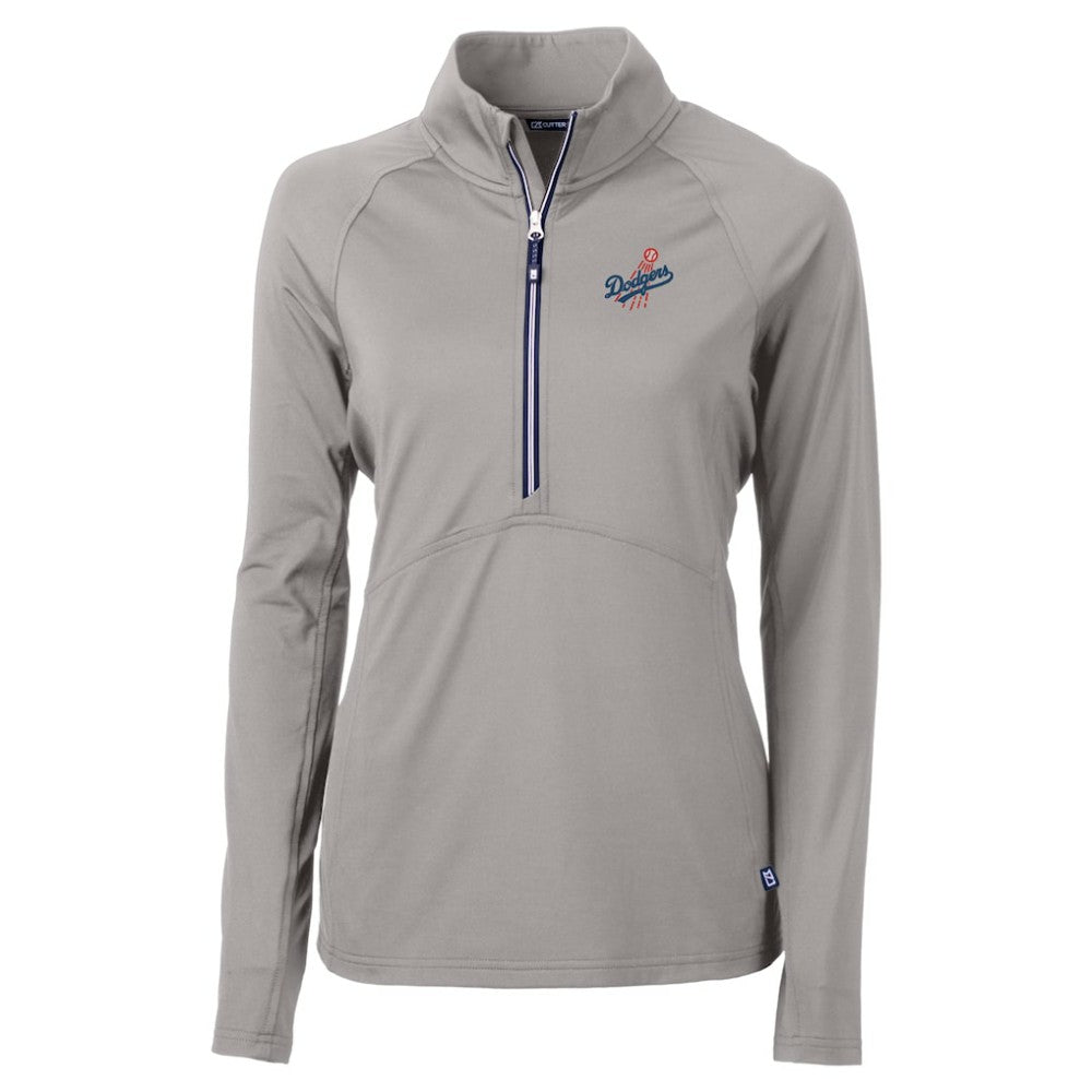 Los Angeles Dodgers Cutter & Buck Women's  DryTec Adapt Eco Knit Stretch Recycled Raglan Half-Zip Top | MLB Outlet